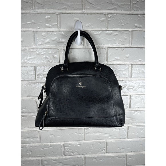Nanette Lepore Handbags - Nanette Lepore Black Pebbled Faux Leather‎ Dome Satchel Bag Gold Hardware Y2K